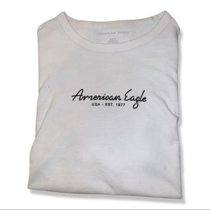 all white american eagle tee